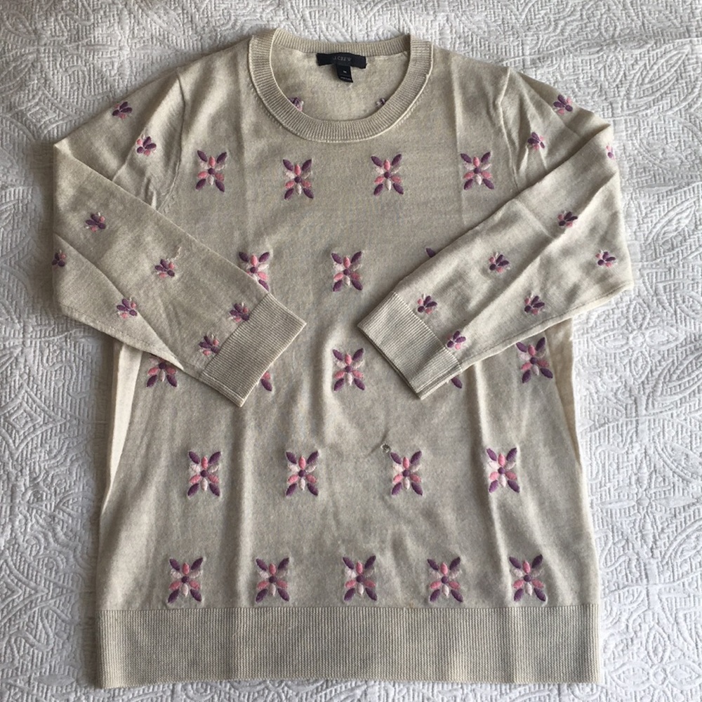 Embroidered Flower Petal Summer Sweater